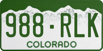 CO license plate 988RLK