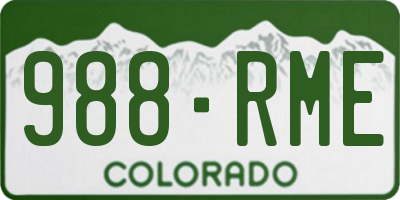 CO license plate 988RME