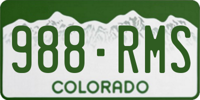 CO license plate 988RMS