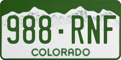CO license plate 988RNF