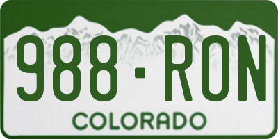 CO license plate 988RON