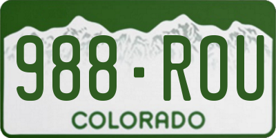CO license plate 988ROU