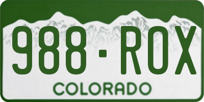 CO license plate 988ROX