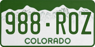 CO license plate 988ROZ