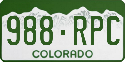 CO license plate 988RPC
