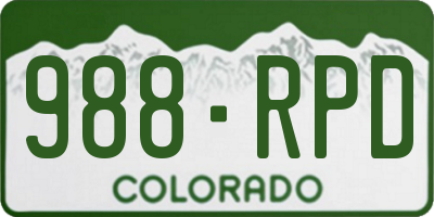 CO license plate 988RPD