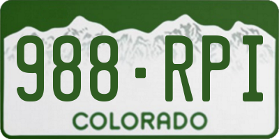 CO license plate 988RPI