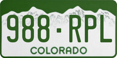 CO license plate 988RPL