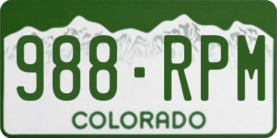 CO license plate 988RPM