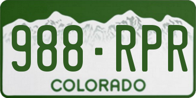 CO license plate 988RPR