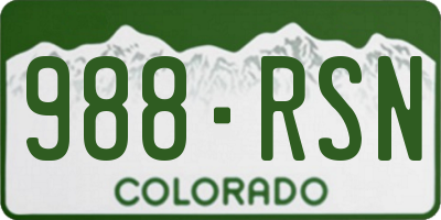 CO license plate 988RSN