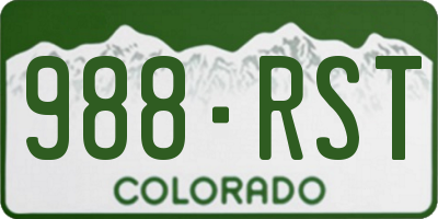 CO license plate 988RST