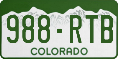 CO license plate 988RTB