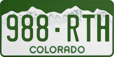 CO license plate 988RTH