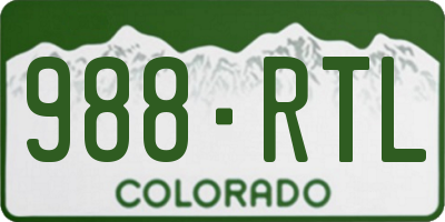 CO license plate 988RTL