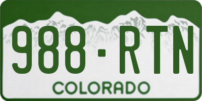 CO license plate 988RTN