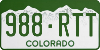 CO license plate 988RTT