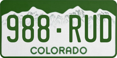 CO license plate 988RUD