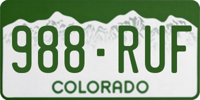 CO license plate 988RUF