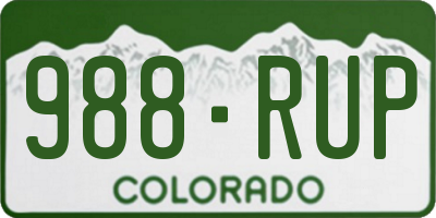 CO license plate 988RUP