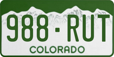 CO license plate 988RUT