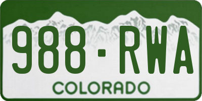 CO license plate 988RWA