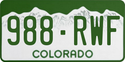 CO license plate 988RWF