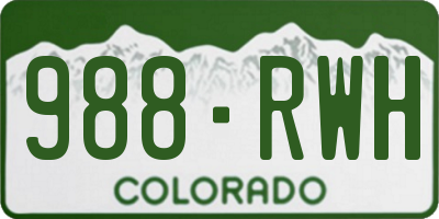 CO license plate 988RWH