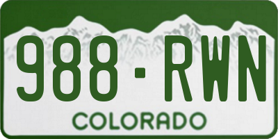 CO license plate 988RWN