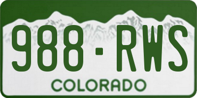 CO license plate 988RWS