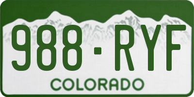 CO license plate 988RYF
