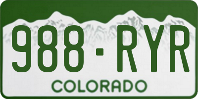 CO license plate 988RYR