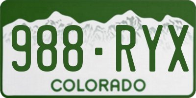 CO license plate 988RYX