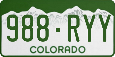 CO license plate 988RYY