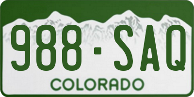 CO license plate 988SAQ