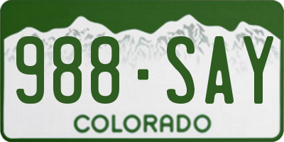 CO license plate 988SAY