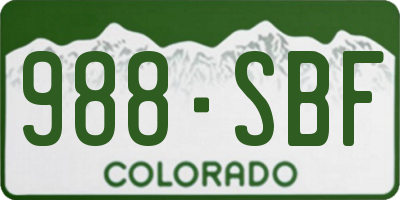 CO license plate 988SBF