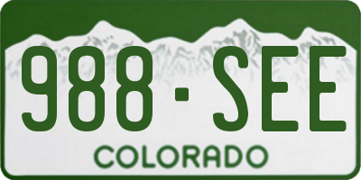 CO license plate 988SEE