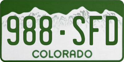 CO license plate 988SFD
