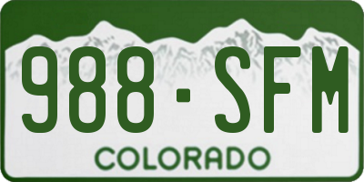 CO license plate 988SFM