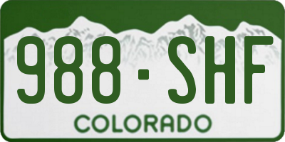 CO license plate 988SHF