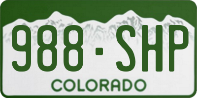 CO license plate 988SHP