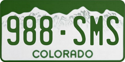 CO license plate 988SMS