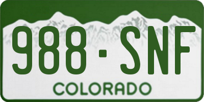 CO license plate 988SNF