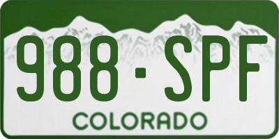 CO license plate 988SPF