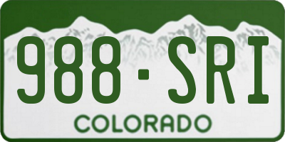 CO license plate 988SRI