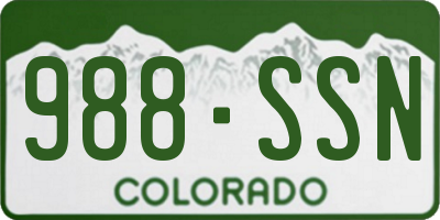 CO license plate 988SSN