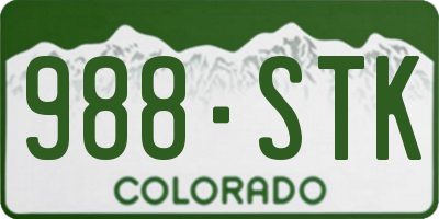 CO license plate 988STK