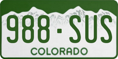 CO license plate 988SUS