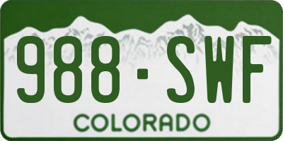 CO license plate 988SWF
